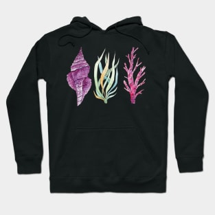 Seaweeds, coral, seashell Hoodie